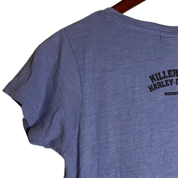 Harley-Davidson Graphic Printed Heathered Periwinkle Blue Killer Creek Roswell S - Picture 9 of 16